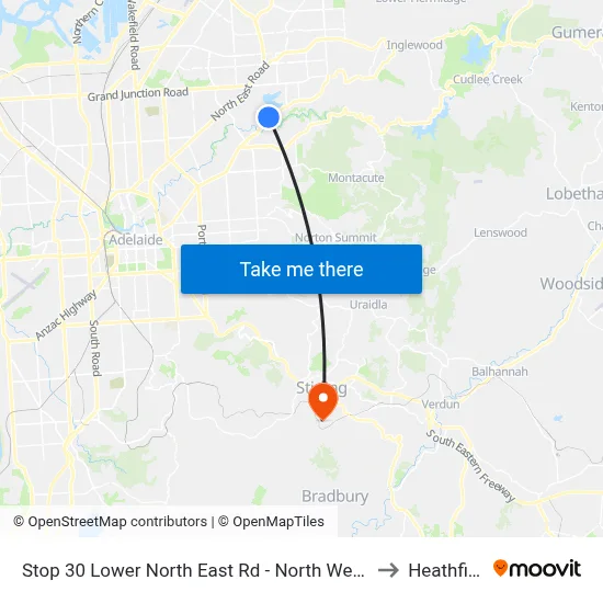 Stop 30 Lower North East Rd - North West side to Heathfield map