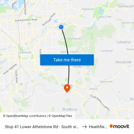 Stop 41 Lower Athelstone Rd - South side to Heathfield map