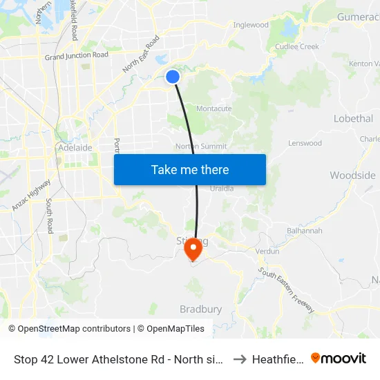 Stop 42 Lower Athelstone Rd - North side to Heathfield map