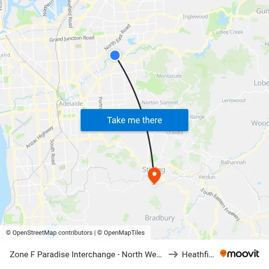 Zone F Paradise Interchange - North West side to Heathfield map
