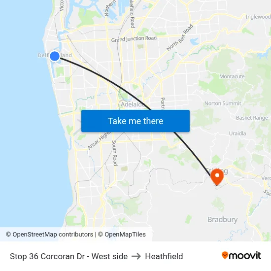 Stop 36 Corcoran Dr - West side to Heathfield map