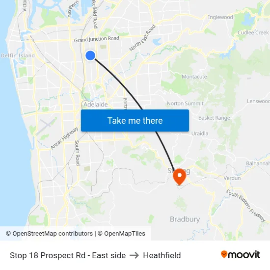 Stop 18 Prospect Rd - East side to Heathfield map