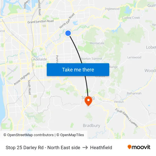 Stop 25 Darley Rd - North East side to Heathfield map