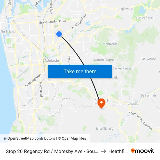 Stop 20 Regency Rd / Moresby Ave - South side to Heathfield map