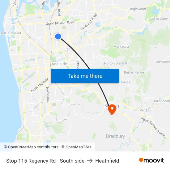 Stop 115 Regency Rd - South side to Heathfield map