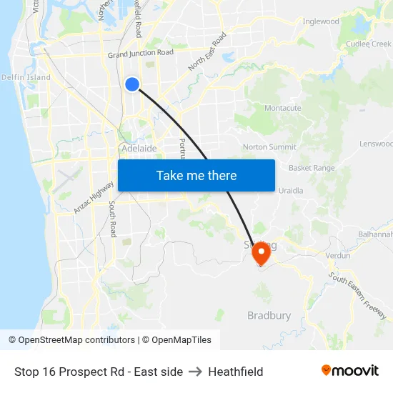 Stop 16 Prospect Rd - East side to Heathfield map