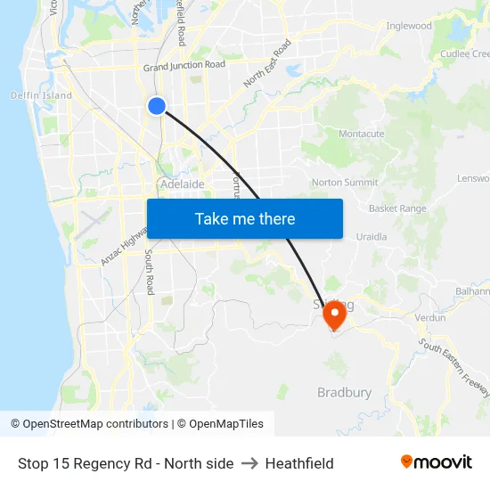 Stop 15 Regency Rd - North side to Heathfield map