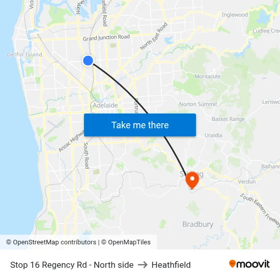 Stop 16 Regency Rd - North side to Heathfield map