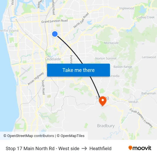 Stop 17 Main North Rd - West side to Heathfield map