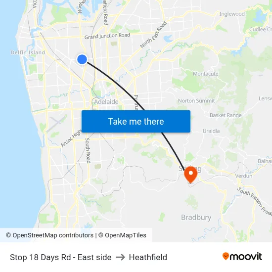 Stop 18 Days Rd - East side to Heathfield map