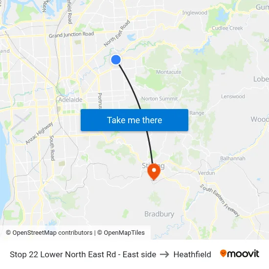 Stop 22 Lower North East Rd - East side to Heathfield map