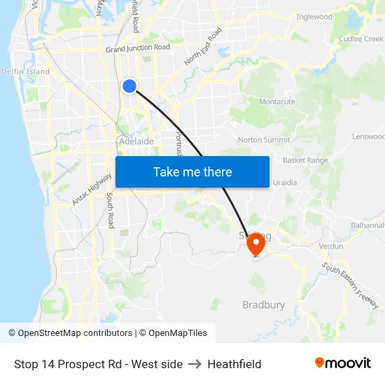 Stop 14 Prospect Rd - West side to Heathfield map