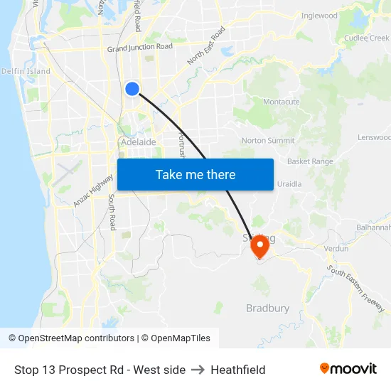 Stop 13 Prospect Rd - West side to Heathfield map