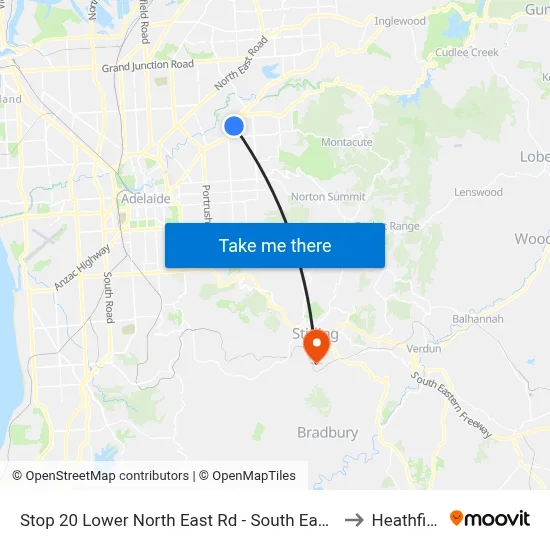 Stop 20 Lower North East Rd - South East side to Heathfield map