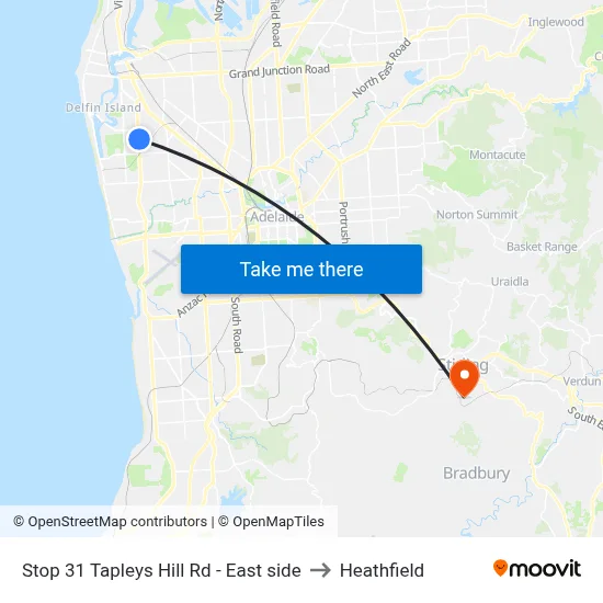 Stop 31 Tapleys Hill Rd - East side to Heathfield map