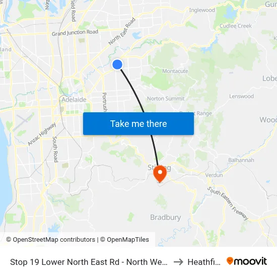 Stop 19 Lower North East Rd - North West side to Heathfield map