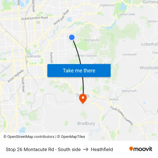 Stop 26 Montacute Rd - South side to Heathfield map