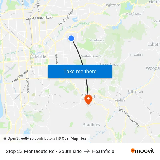Stop 23 Montacute Rd - South side to Heathfield map