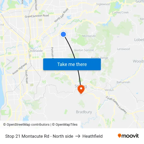 Stop 21 Montacute Rd - North side to Heathfield map
