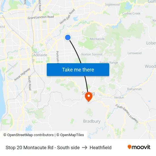 Stop 20 Montacute Rd - South side to Heathfield map