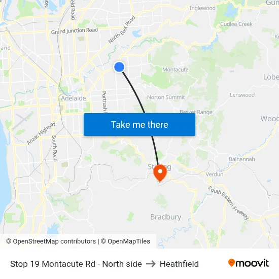 Stop 19 Montacute Rd - North side to Heathfield map