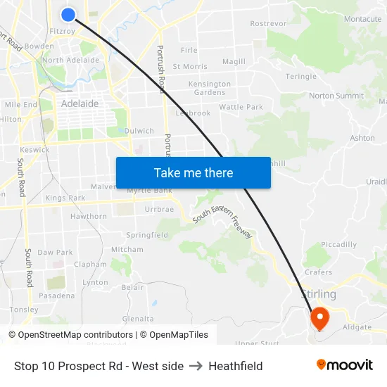 Stop 10 Prospect Rd - West side to Heathfield map