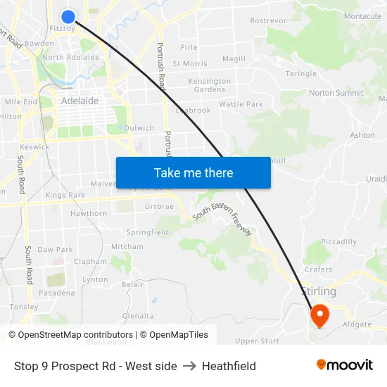 Stop 9 Prospect Rd - West side to Heathfield map