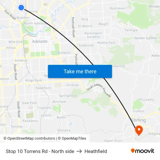 Stop 10 Torrens Rd - North side to Heathfield map