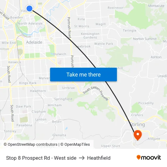 Stop 8 Prospect Rd - West side to Heathfield map