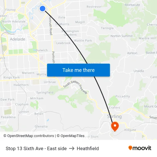 Stop 13 Sixth Ave - East side to Heathfield map