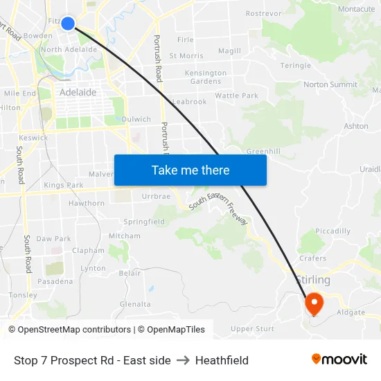 Stop 7 Prospect Rd - East side to Heathfield map