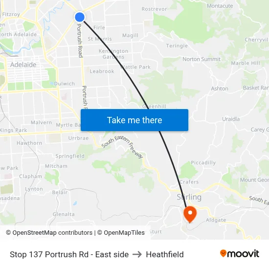 Stop 137 Portrush Rd - East side to Heathfield map