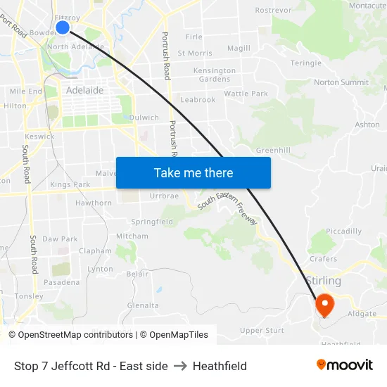Stop 7 Jeffcott Rd - East side to Heathfield map