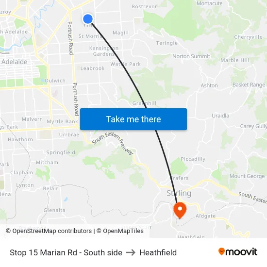 Stop 15 Marian Rd - South side to Heathfield map