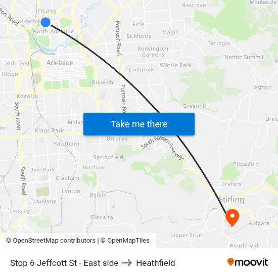 Stop 6 Jeffcott St - East side to Heathfield map