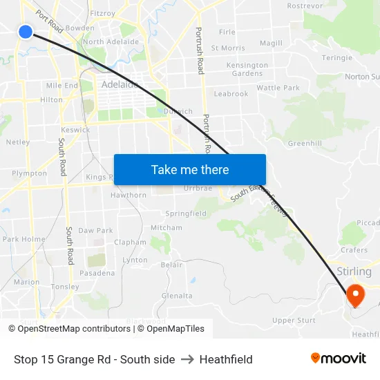 Stop 15 Grange Rd - South side to Heathfield map