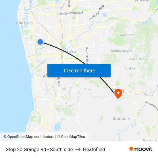 Stop 20 Grange Rd - South side to Heathfield map