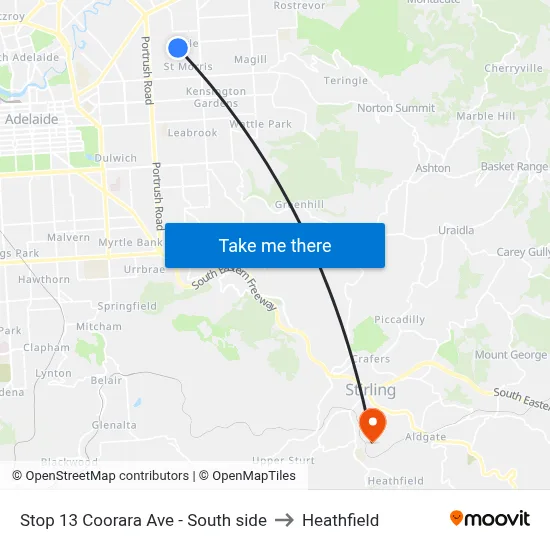 Stop 13 Coorara Ave - South side to Heathfield map