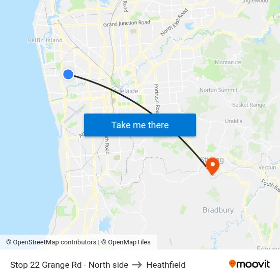 Stop 22 Grange Rd - North side to Heathfield map