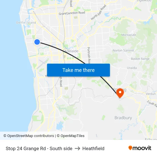 Stop 24 Grange Rd - South side to Heathfield map