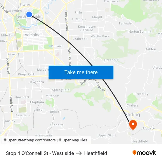 Stop 4 O'Connell St - West side to Heathfield map
