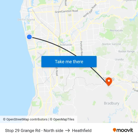 Stop 29 Grange Rd - North side to Heathfield map