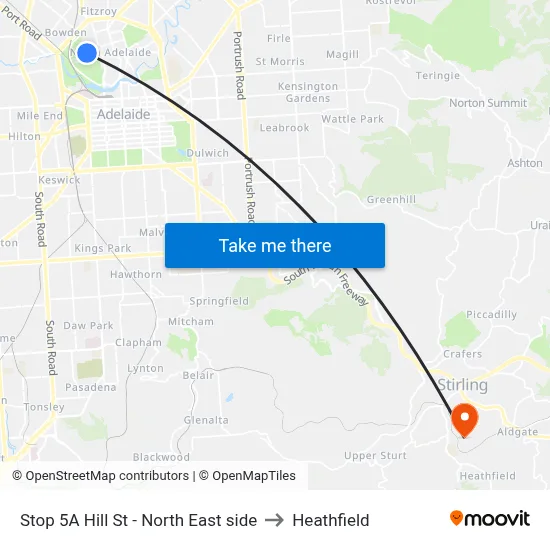 Stop 5A Hill St - North East side to Heathfield map