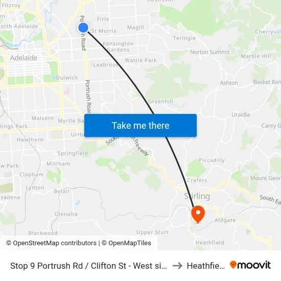 Stop 9 Portrush Rd / Clifton St - West side to Heathfield map