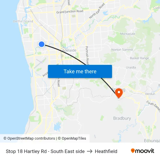 Stop 18 Hartley Rd - South East side to Heathfield map