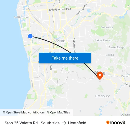 Stop 25 Valetta Rd - South side to Heathfield map