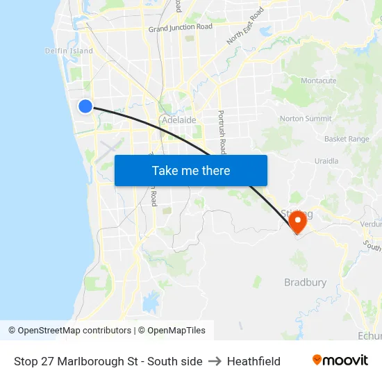 Stop 27 Marlborough St - South side to Heathfield map