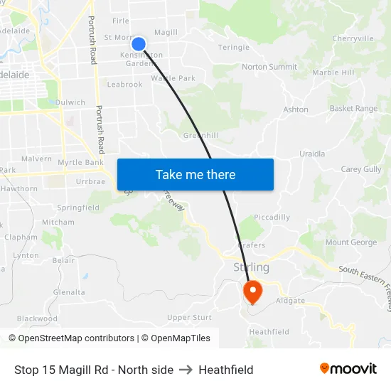 Stop 15 Magill Rd - North side to Heathfield map