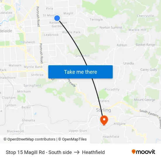 Stop 15 Magill Rd - South side to Heathfield map