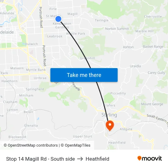 Stop 14 Magill Rd - South side to Heathfield map